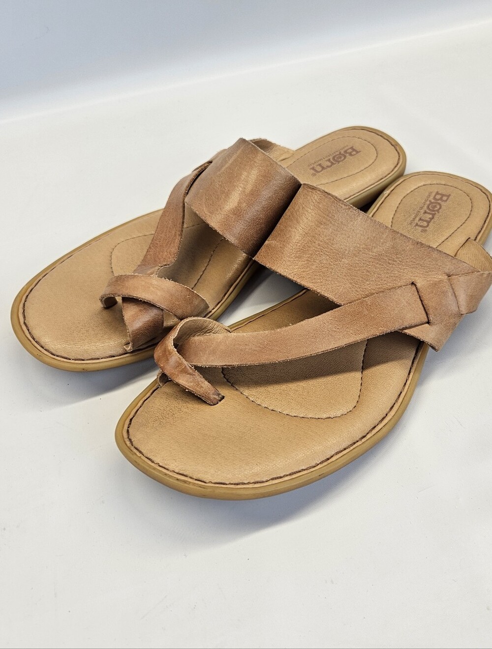 Born Veda Sandals Womens Brown Leather Slip On Boho Classic Cushioned